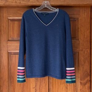Tommy Hilfiger Blue Heather V-Neck Sweater M